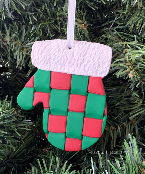 Woven Clay Check Mitten Ornament_6