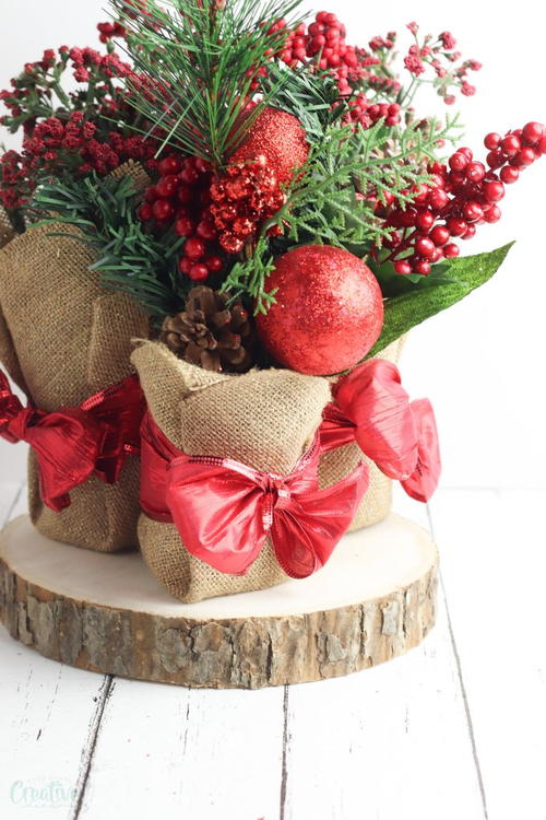 Recycled Christmas centerpieces
