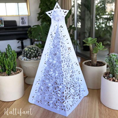 Paper Cut Christmas Tree Luminary