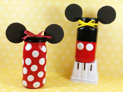  Mickey and Minnie Inspired Saving for Souvenirs Mason Jars