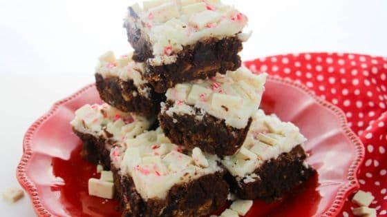 Chocolate Brownies with White Chocolate Peppermint Ganache