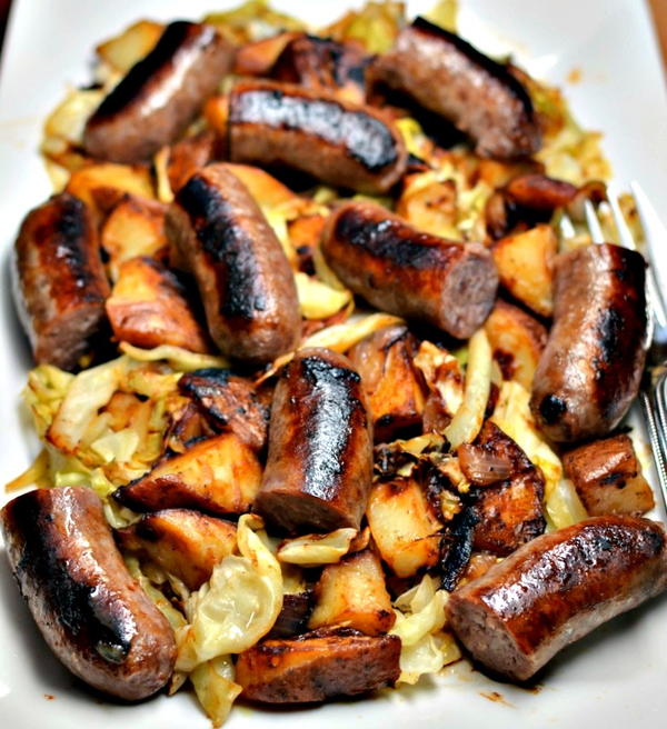 Sweet Mustard Brats and Cabbage