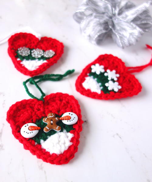 Christmas Candy Corn Heart Ornament