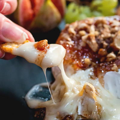 Baked Brie topped with Fig Jam