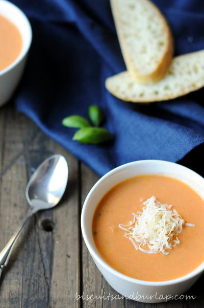 Creamy Tomato Basil Soup with Parmesan