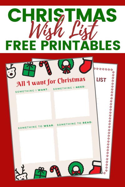 Printable Christmas Wish Lists For Kids