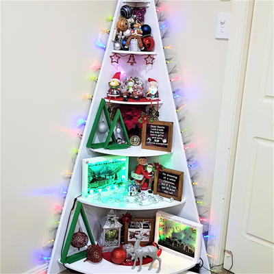 How to Make a Corner Christmas Tree Shelf | DIYIdeaCenter.com