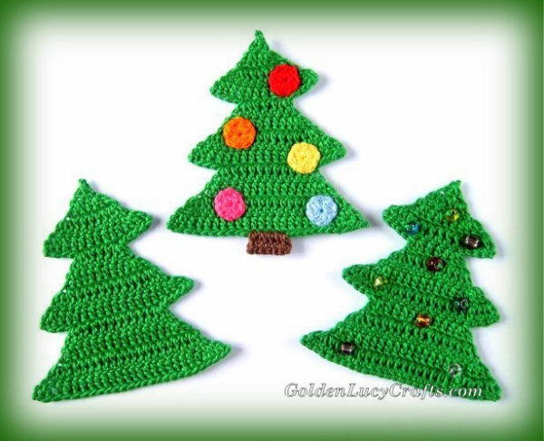 Crochet Christmas Tree Applique Or Ornament