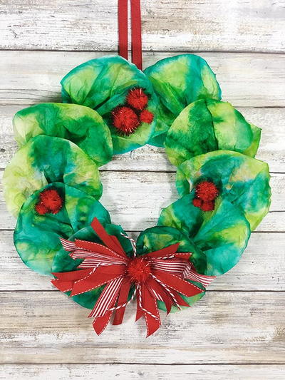 Coffee Filter Wreath Christmas Craft For Kids