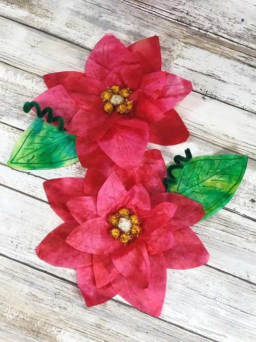 Coffee Filter Poinsettia Craft