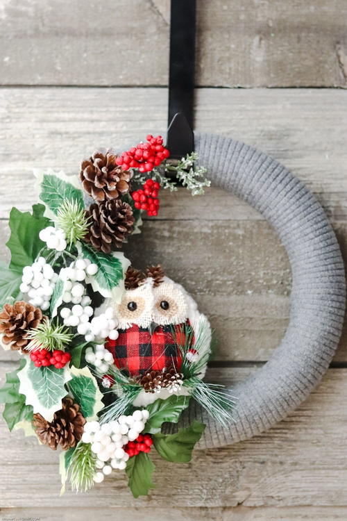 Woodland Owl Christmas Wreath
