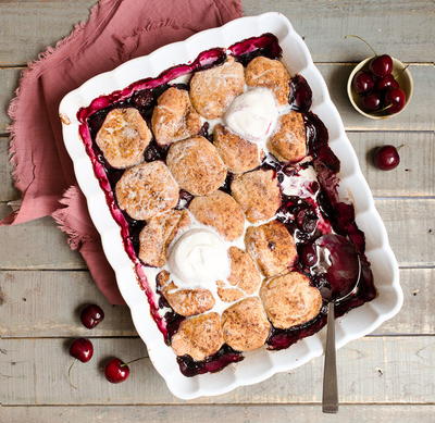 Cherry Blueberry Biscuit Cobbler