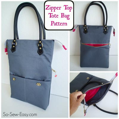 Zipper Top Tote Free Bag Pattern