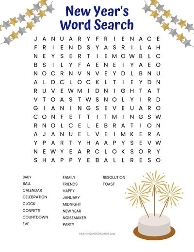 New Year’s Word Search Printable