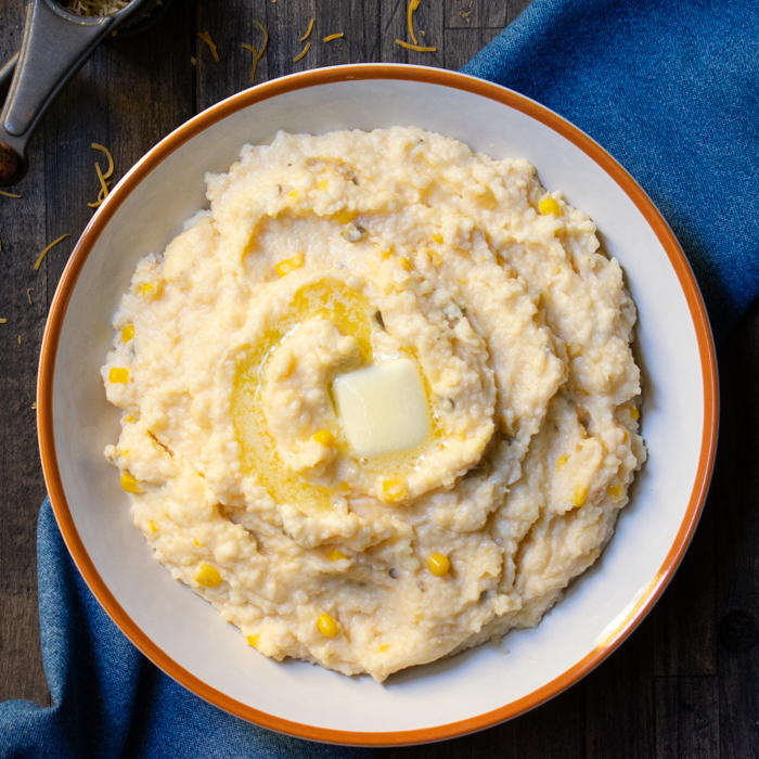 Grits With Cheese, Corn & Jalapenos