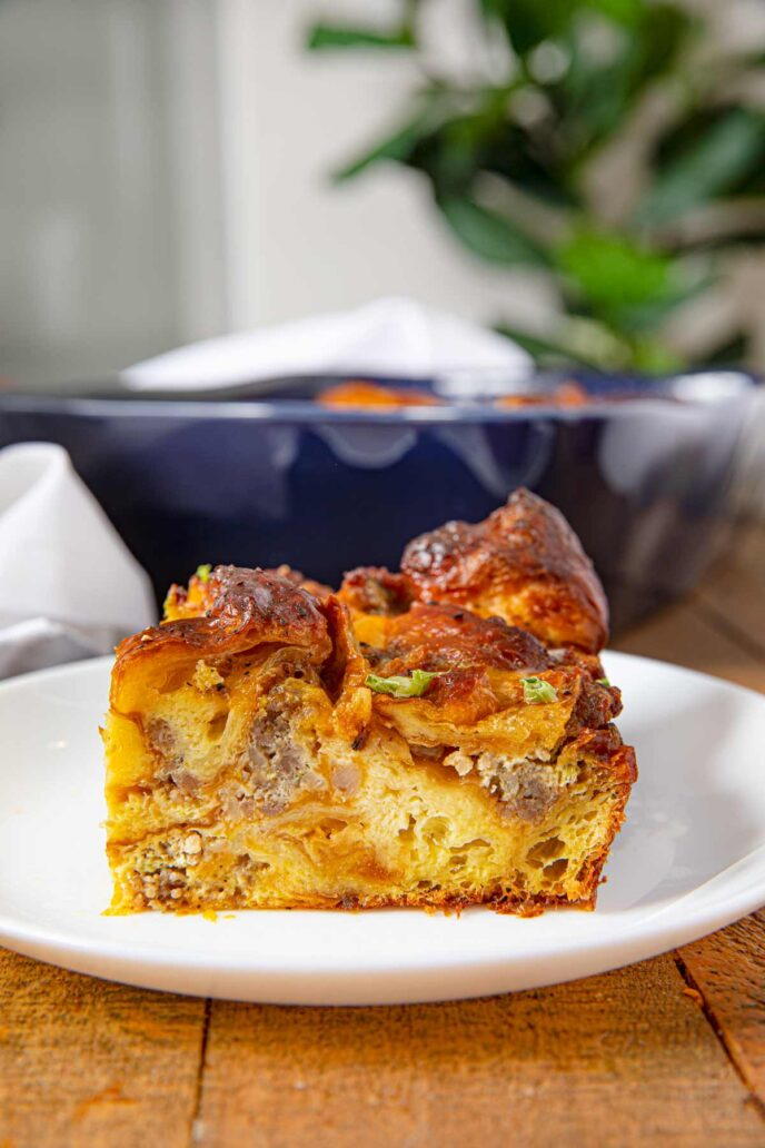 Sausage And Cheese Croissant Breakfast Casserole | FaveSouthernRecipes.com