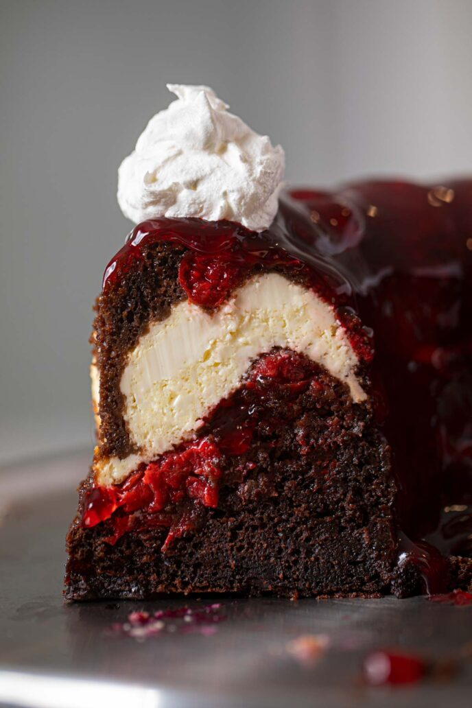 Cherry Chocolate Cream Cheese Bundt Cake | TheBestDessertRecipes.com