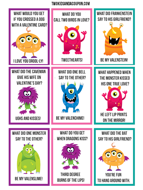 Free Valentine’s Day Monster Lunchbox Jokes