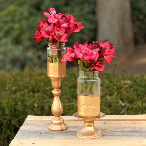 Gold DIY Mason Jar Flower Vase