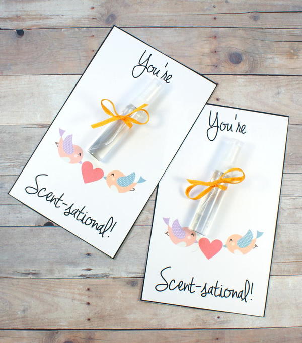 Free Printable Valentine's Day Cards With Diy Perfume Minis