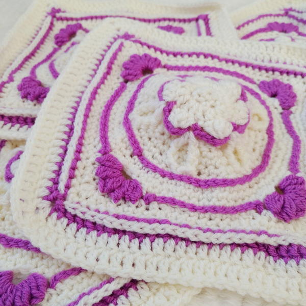 Winter Jewels Amethyst Flower Granny Square