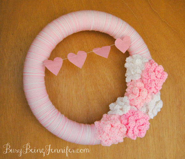 Yarn Wrapped Valentines Wreath