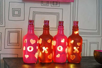 Upcycled Valentines Bottle Lights