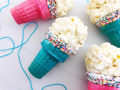 Popcorn Ball Ice Cream Cones