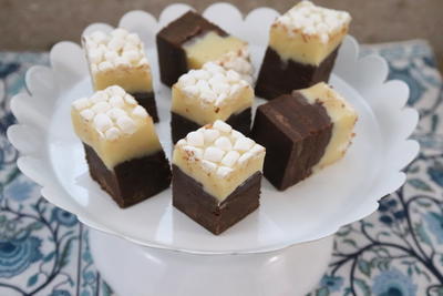 No Bake Hot Cocoa Eggnog Fudge With Marshmallows Recipe