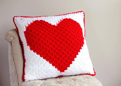 Heart C2c Pillow | AllFreeCrochet.com