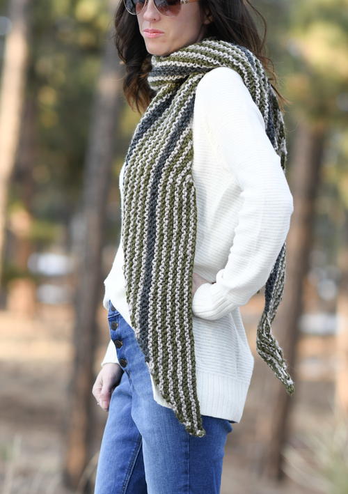 Stripey Bias Wrap Knitting Pattern