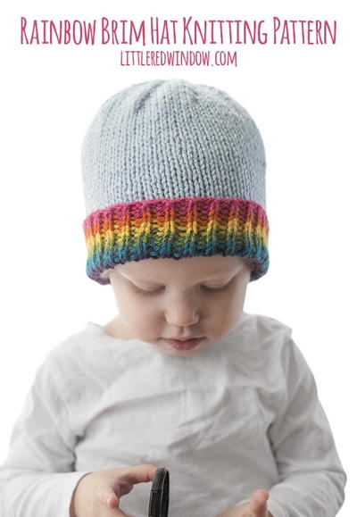 Rainbow Brim Hat Knitting Pattern