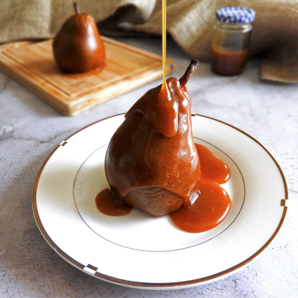Salted Caramel Baked Pears