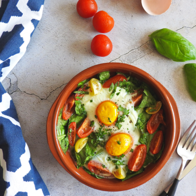 Basil & Tomato Baked Eggs