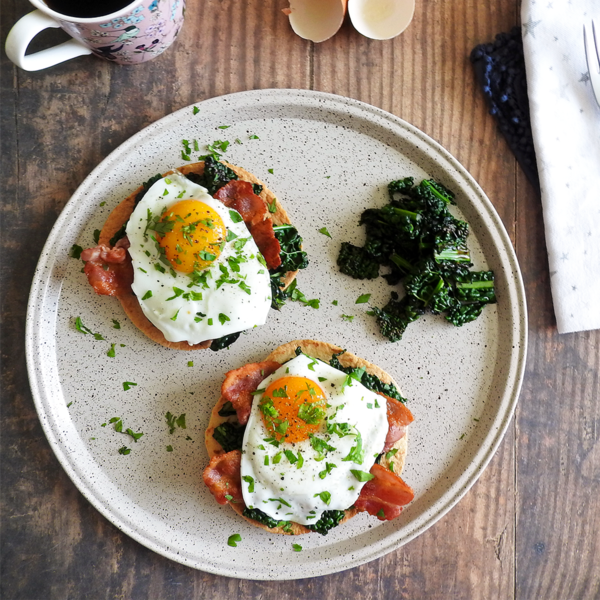 Kale Bacon  Egg Breakfast Tostadas