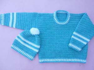 Baby Boy Round Neck Sweater | AllFreeCrochet.com