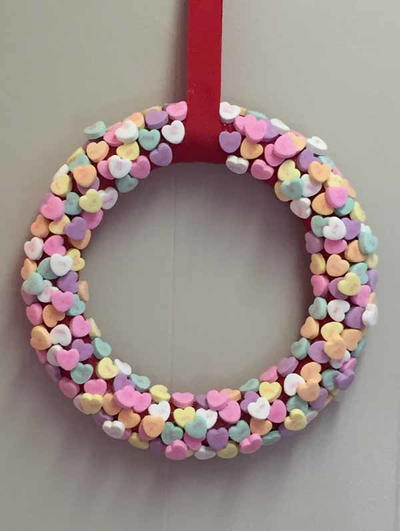 Valentine's Day Candy Hearts Wreath