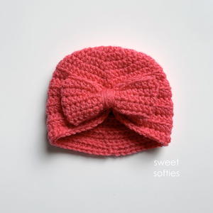 Ribbed Baby Turban Headwrap Hat With Bow 