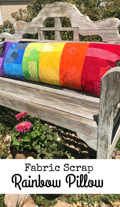 Fabric Scrap Rainbow Pillow