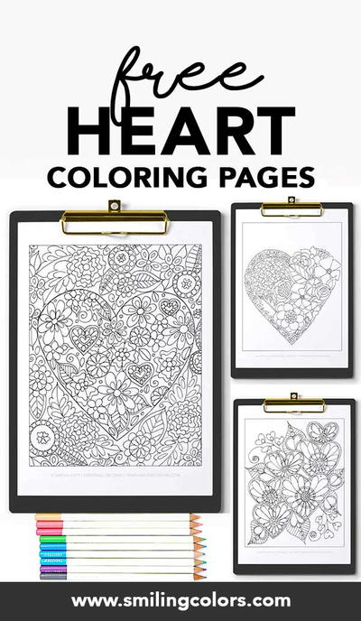 Flower And Heart Coloring Pages