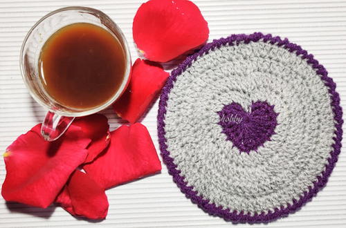 Heart Filled Crochet Coaster Tutorial