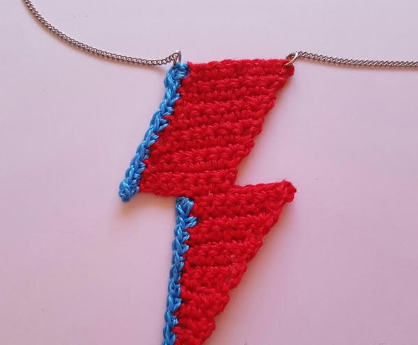 David Bowie Lightning Bolt Crochet Necklace