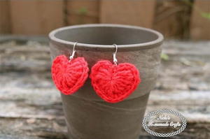 Small Crochet Heart Earrings