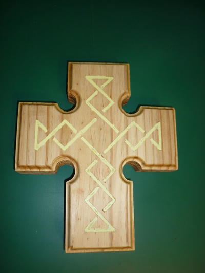 Beautiful Wooden Cross with Inlay