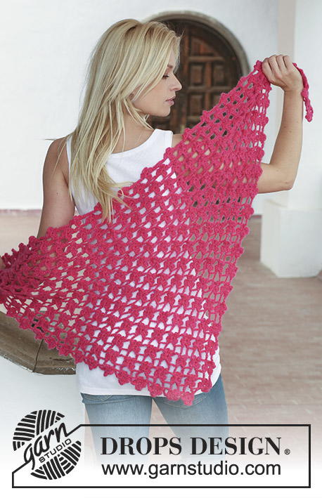 Pink Flower Crochet Shawl