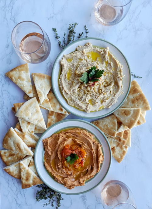 Roasted Garlic Hummus (2 Ways)