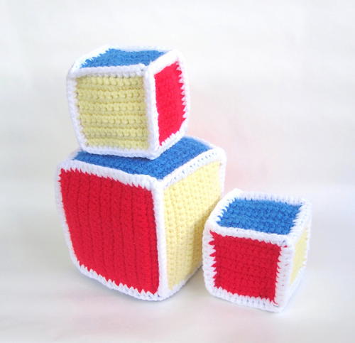 Crochet Baby Rattle Blocks