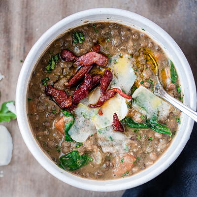 The Best One Pot Easy Lentil Soup (with Bacon)