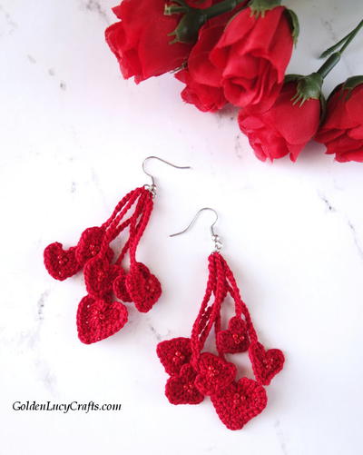 Crochet Heart Earrings