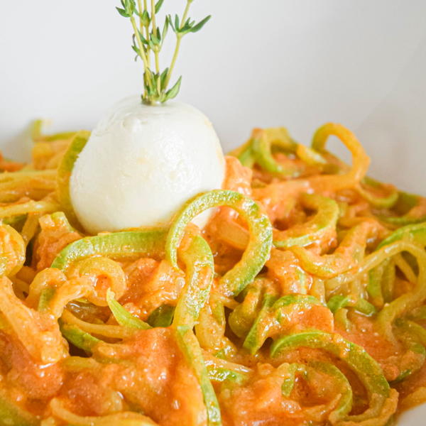 Keto Zucchini ‘noodles’ With Creamy Tomato Sauce